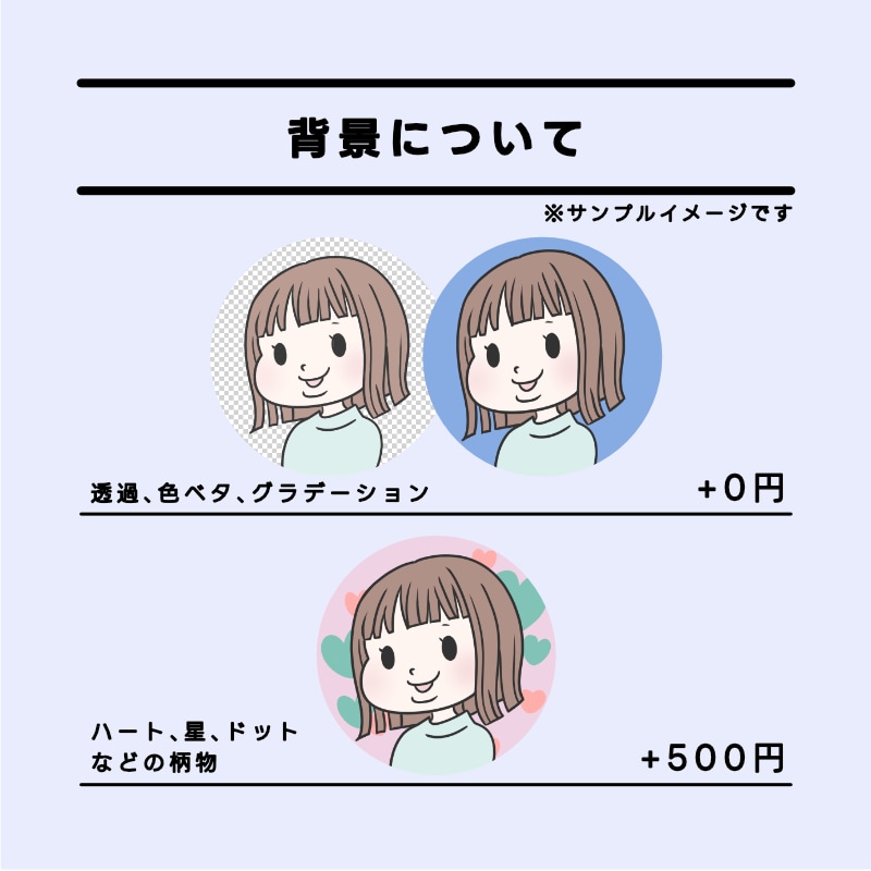 あなただけのオリジナルイラストアイコンを作成します もっちりかわいいイラストで、表情・ポーズ・背景まで選べる！ イメージ7