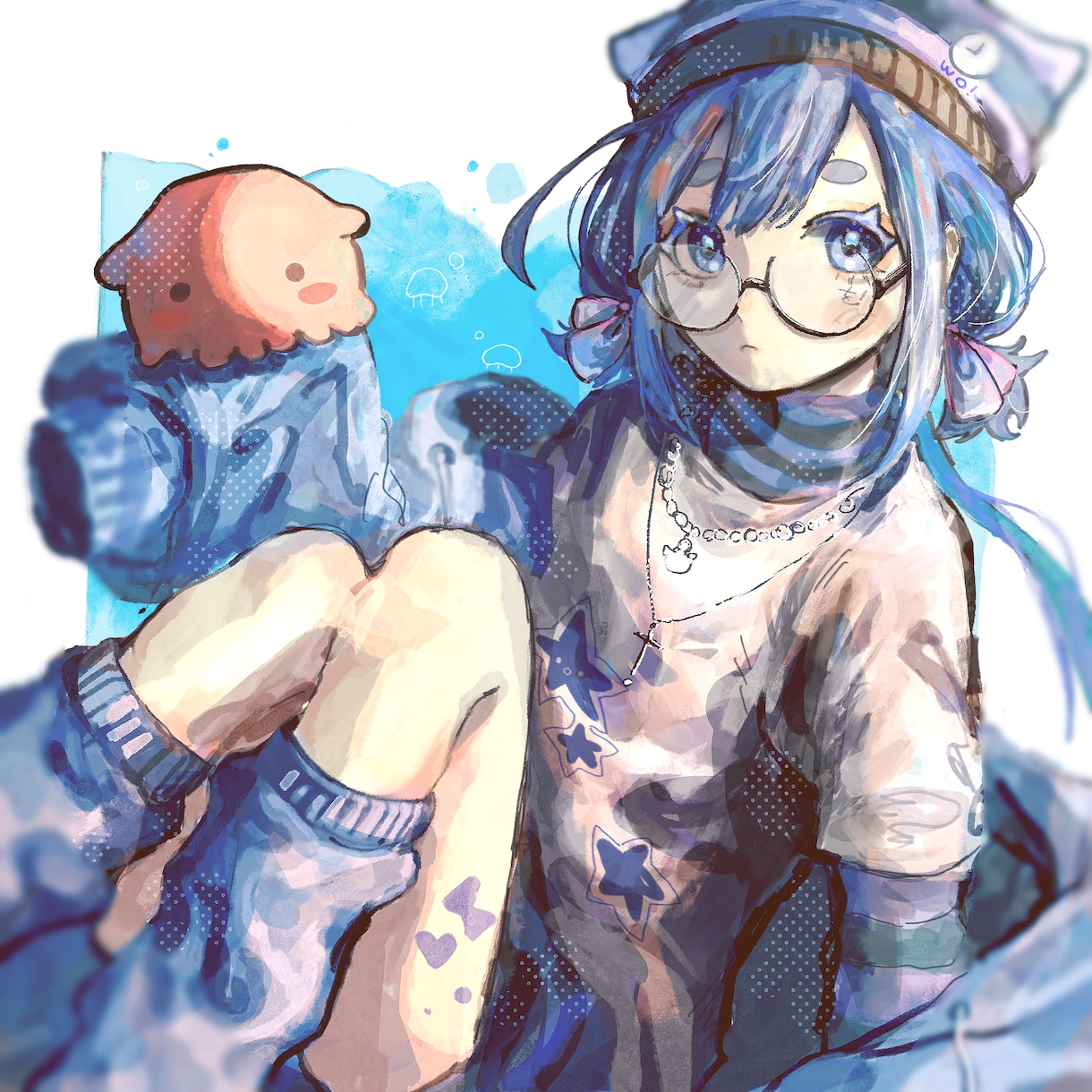 雰囲気のあるイラストを制作いたします アナログな質感・中性的・眼鏡キャラが好きな方はぜひ！ イメージ3