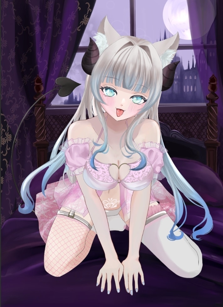 サキュバス(ハロウィン向け)イラスト作成します 髪かきおろし、表情差分多数、ポーズ多数 イメージ1