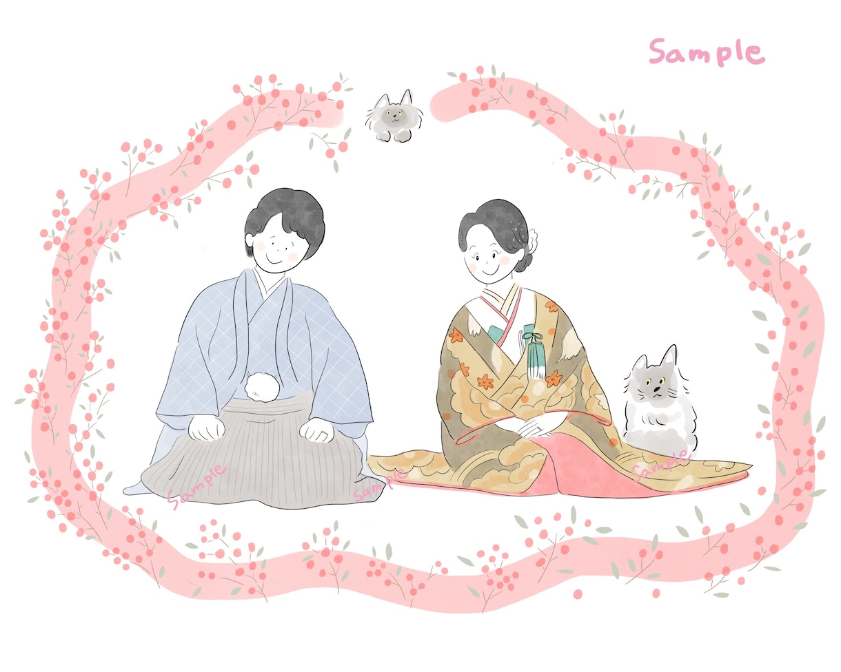 写真からシンプルな似顔絵イラスト描きます カップル、家族、友達、ペットも♪3名様まで1500円♪ イメージ3
