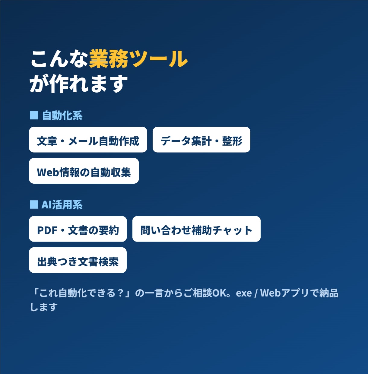 生成AIであなた専用の"動く業務ツール"を作ります AIで、面倒な作業を自動化するアプリを開発 イメージ2