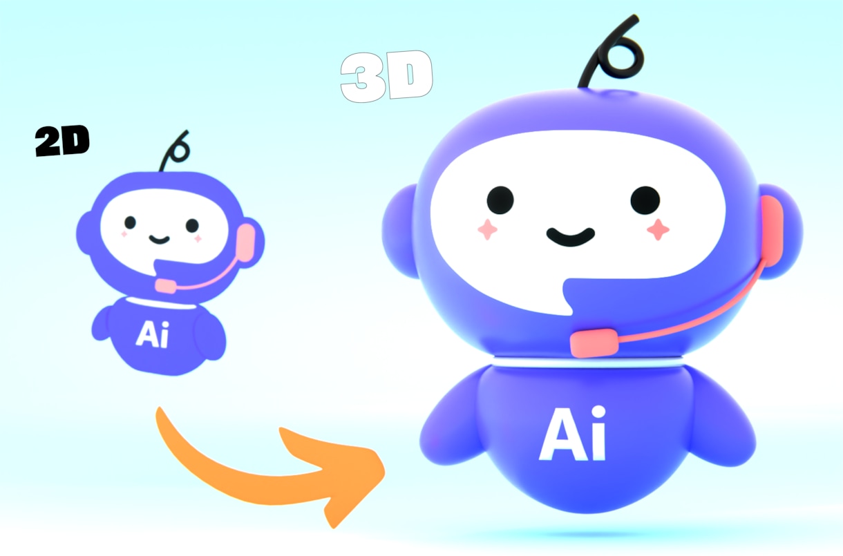 既存の2Dキャラ→3Dキャラへと制作いたします 元々の可愛らしさや特徴をそのままCGで表現いたします。 イメージ1