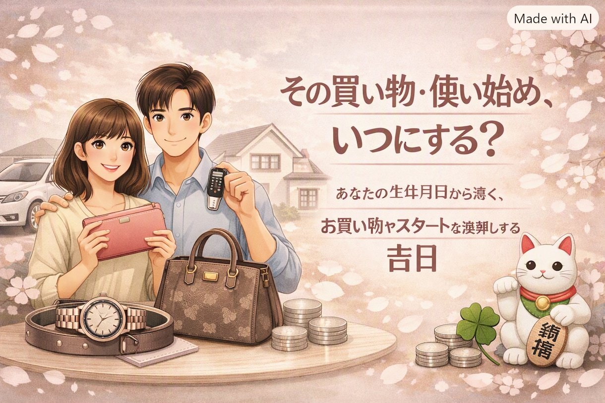 四柱推命で選ぶ！財布・納車・買い物の吉日を占います その買い物・使い始め、いつにする？ イメージ1