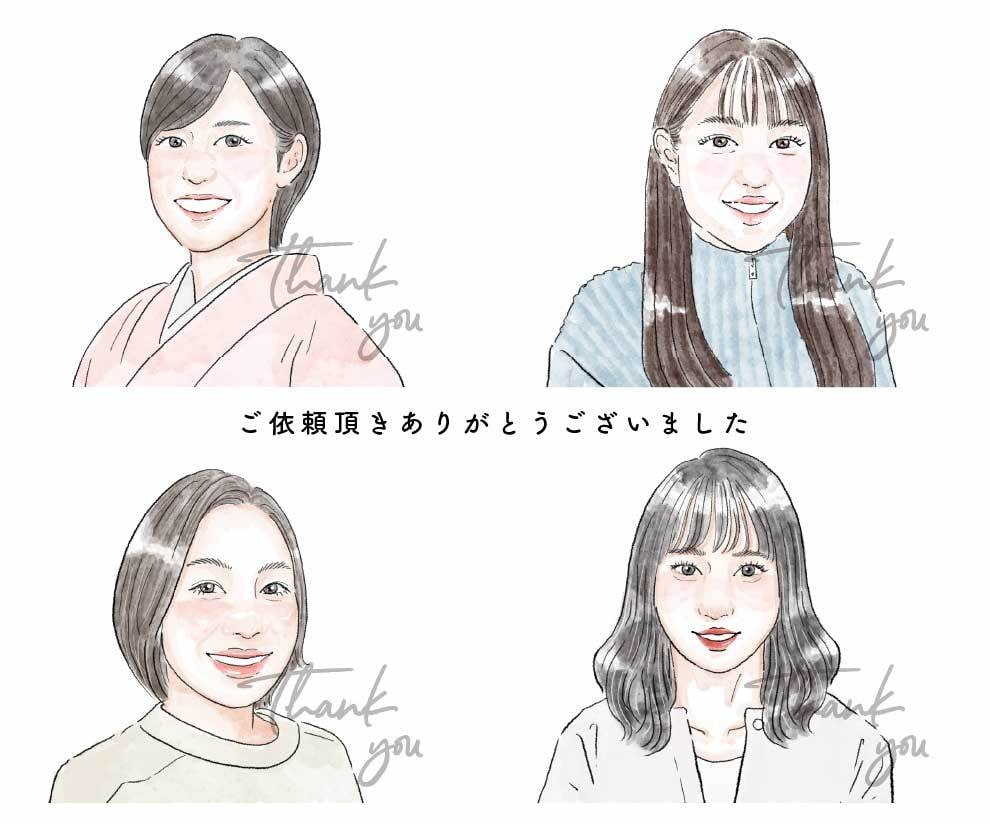 ふんわり優しいおしゃれな水彩風似顔絵作成します 好印象◎商用可◎ビジネス・SNS・ブログ・アイコン・HPなど イメージ4