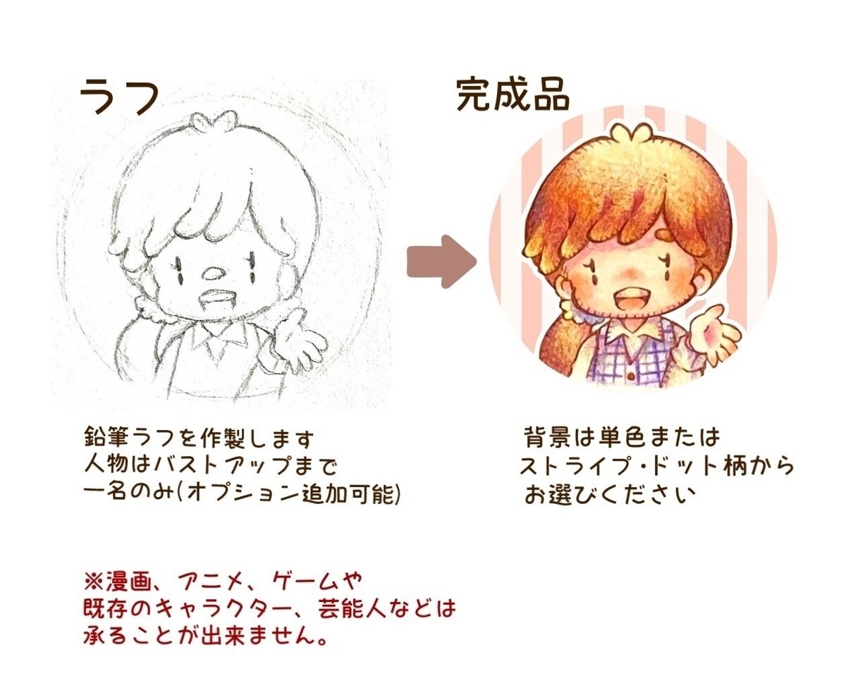 手描きでSNSアイコン用イラストを描きます 色鉛筆ならではの温かみある作品を一枚一枚丁寧に仕上げます イメージ2
