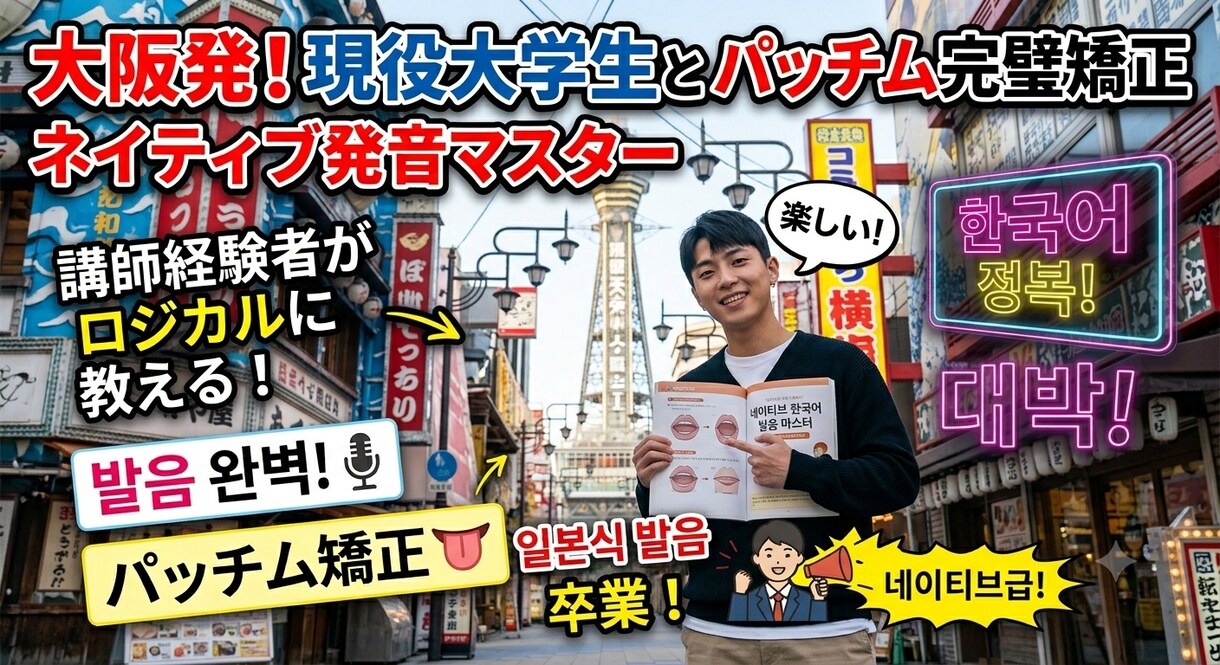 日本人がつまずく韓国語の発音を丁寧に直しますます 発音の矯正と皆さんの韓国語学習への悩みを分析し解決します！ イメージ1