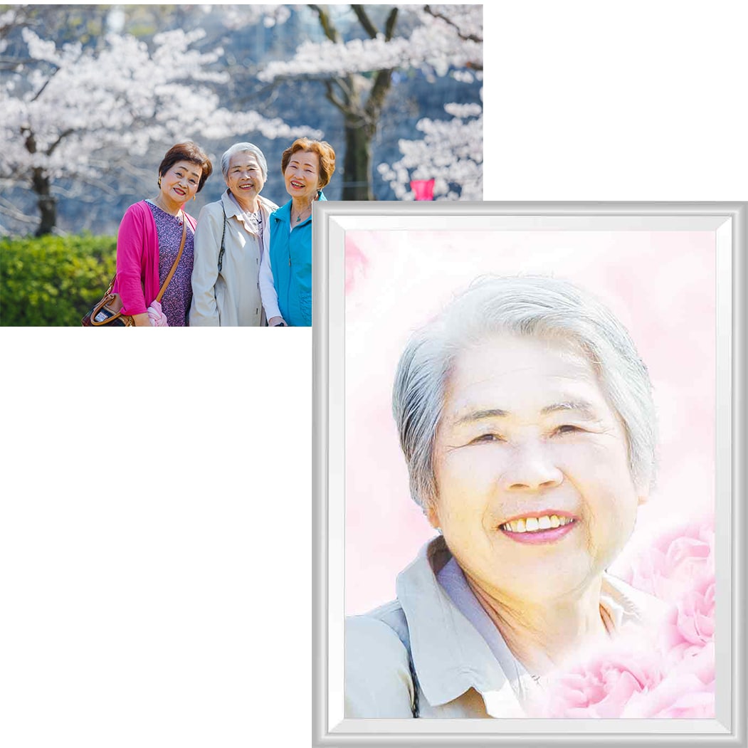 画質を落とさず拡大・切り抜きます 遺影写真用、お引越しに合わせた遺影写真のお色直しに最適です。 イメージ3