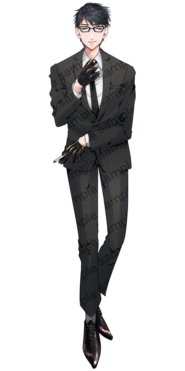 表情/眼鏡差分計１０枚！黒スーツ男子販売します おひとり様へ売り切り！TRPG等個人使用でお使いください！ イメージ2