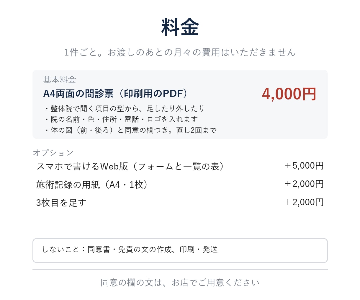 整体院の問診票を、聞く項目から作ります 体の図つきA4両面｜スマホで書けるWeb版も イメージ5