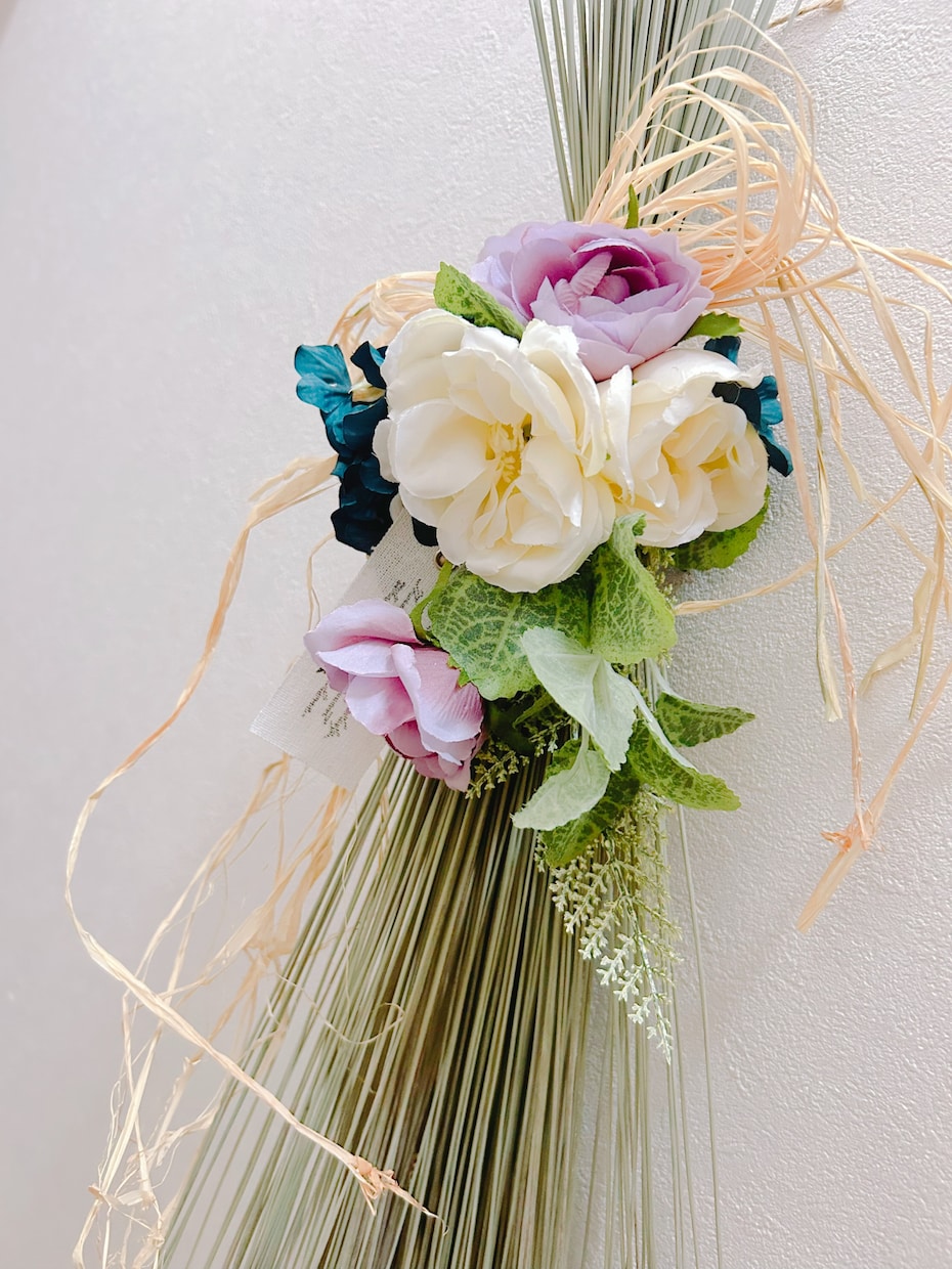 い草×造花　珍しいスワッグをお作りします い草を使った他にはない、珍しいスワッグです。自宅やギフトに！ イメージ6