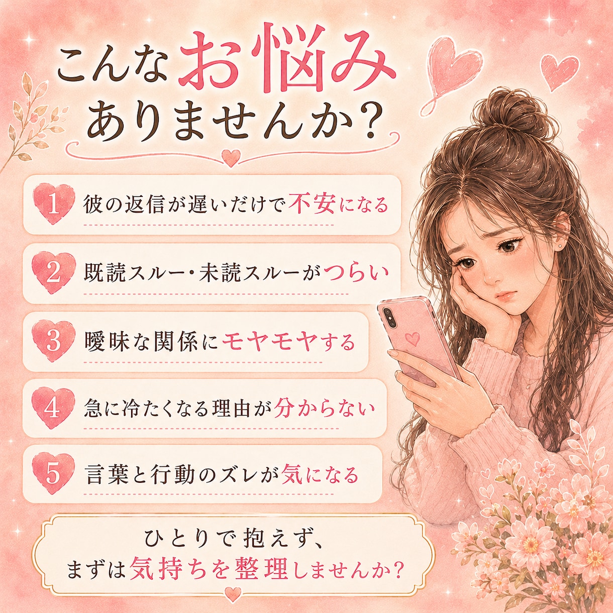 彼の本音と言動の違和感を一緒に見ます 彼の言葉より行動から温度感と違和感を一緒に見ます イメージ2