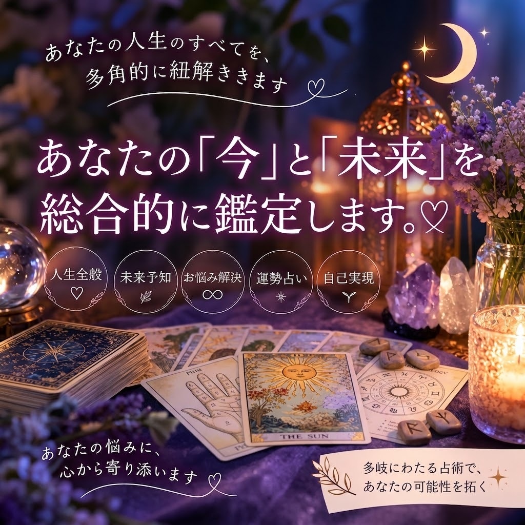あなたのお悩みをタロットで丁寧に鑑定します 恋愛・仕事・人間関係・未来の流れをカードで読み解きます イメージ1