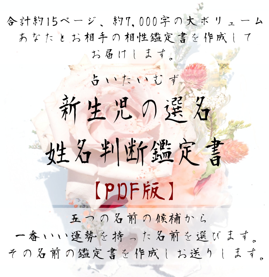 赤ちゃんの選名/姓名判断鑑定書【PDF版】ます 5候補からの選名 / 15ページ超・約7,000文字の鑑定書 イメージ1