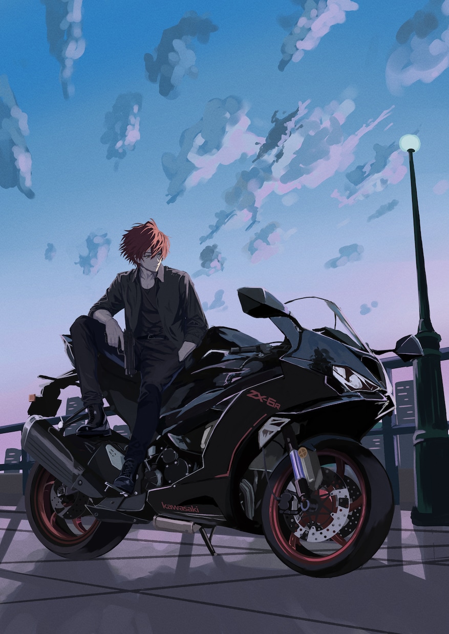 背景込みのかっこいい一枚絵制作します 背景込み、車、バイクまで、世界観のある一枚絵に仕上げます イメージ1