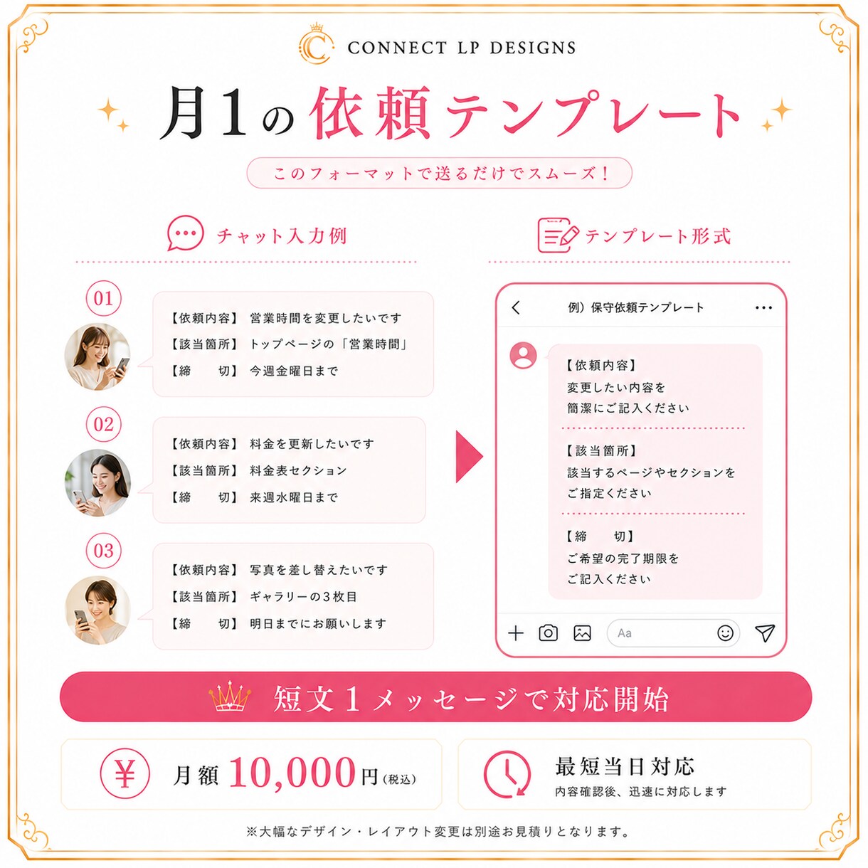 LP保守 月1回の軽微修正を対応します LP軽微修正(文章/料金/画像) 月10,000円 イメージ6