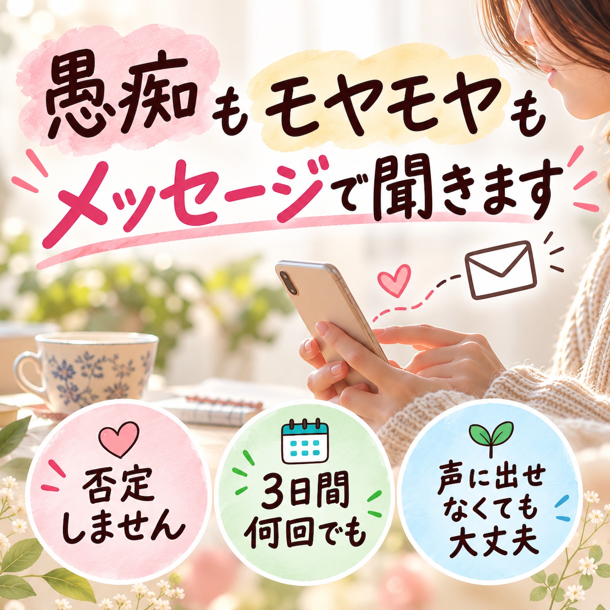 愚痴もモヤモヤも、3日間メッセージで聞きます 誰にも言えない本音を、ひとりで抱えている方へ イメージ1