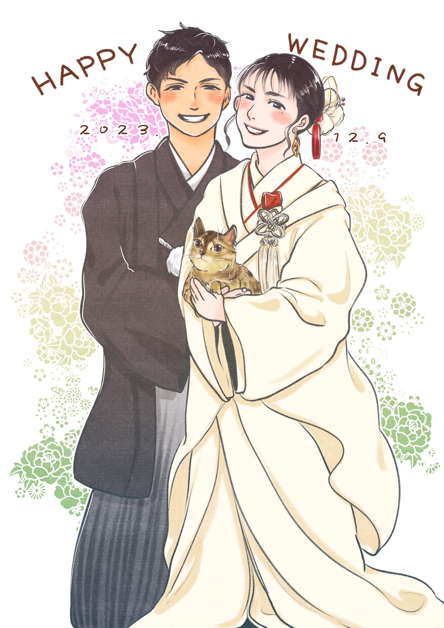 結婚式のウェルカムボードイラスト制作します 写真からおしゃれで特別な1枚をお描きします イメージ2