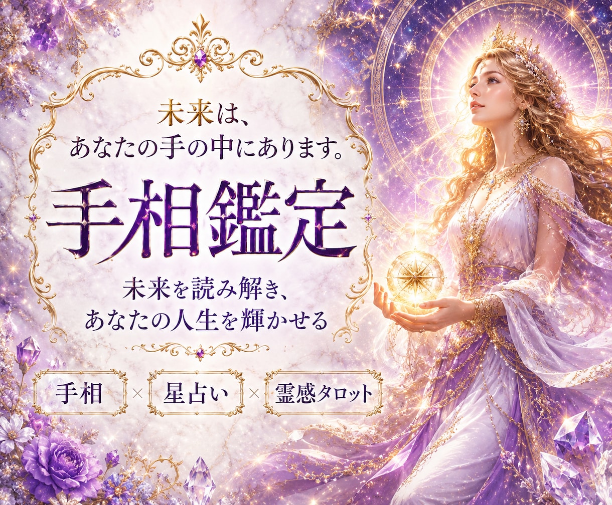 手相×ホロスコープ×霊感タロット✨深掘り鑑定します ✨恋愛・仕事・金運・転機など必要な答えを具体的にお伝えします イメージ1