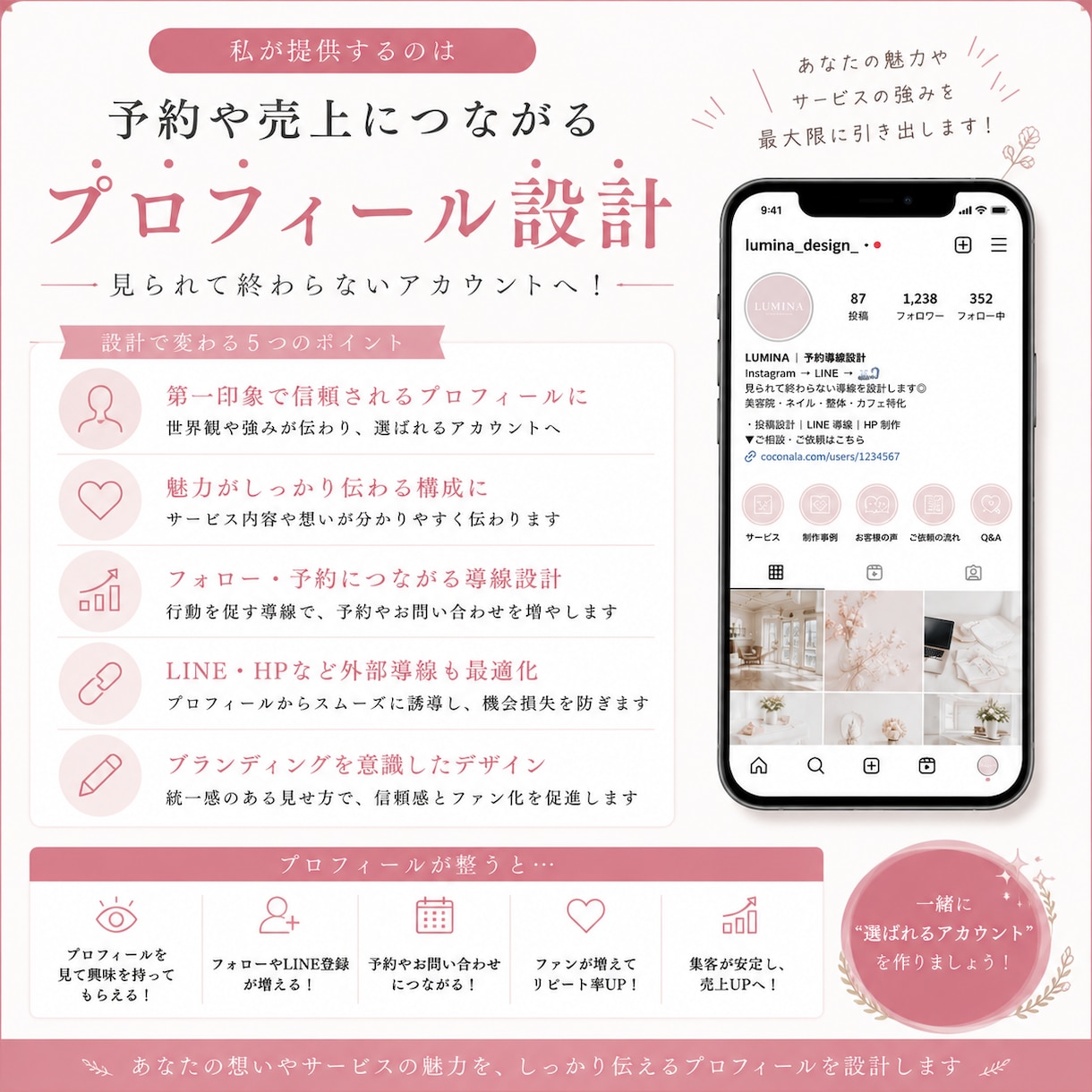 予約につながるプロフ設計します “なんとなくアカウント”を卒業しませんか？ イメージ3