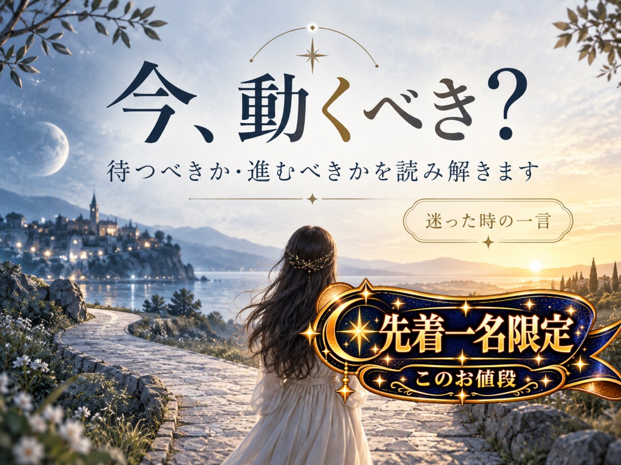 先着1名限定価格！動く？待つ？あなたの選択占います 恋愛・仕事・人間関係｜今どう動くべきかをシンプルに鑑定 イメージ1