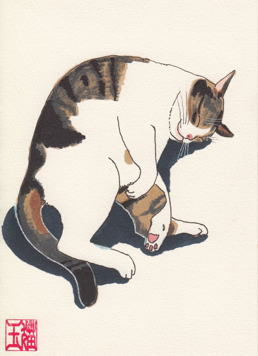 あなたのかわいいねこちゃんのイラストを描きます ちょっと和風テイストな個性的なねこちゃんイラストです。 イメージ5