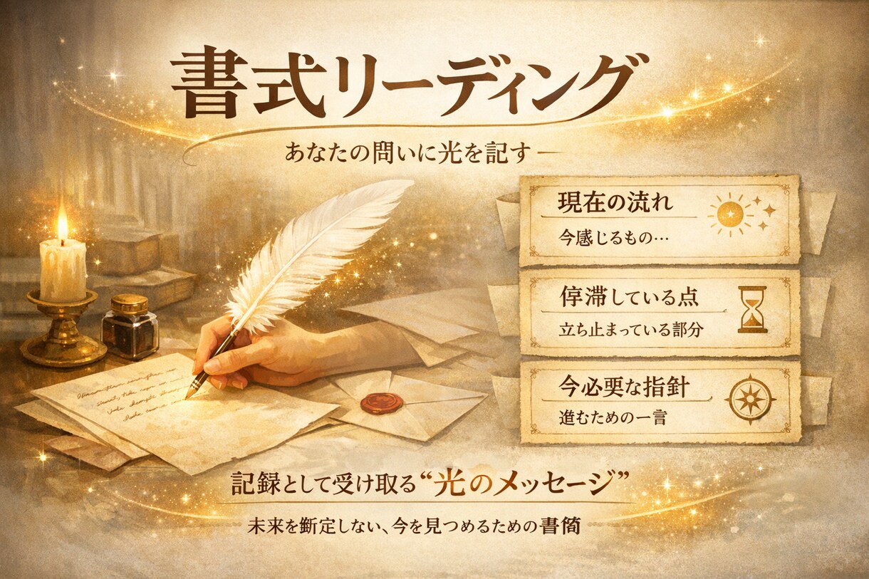 書式リーディングをします 質問されたご内容を必要なことだけ伝えるリーディングです。 イメージ1