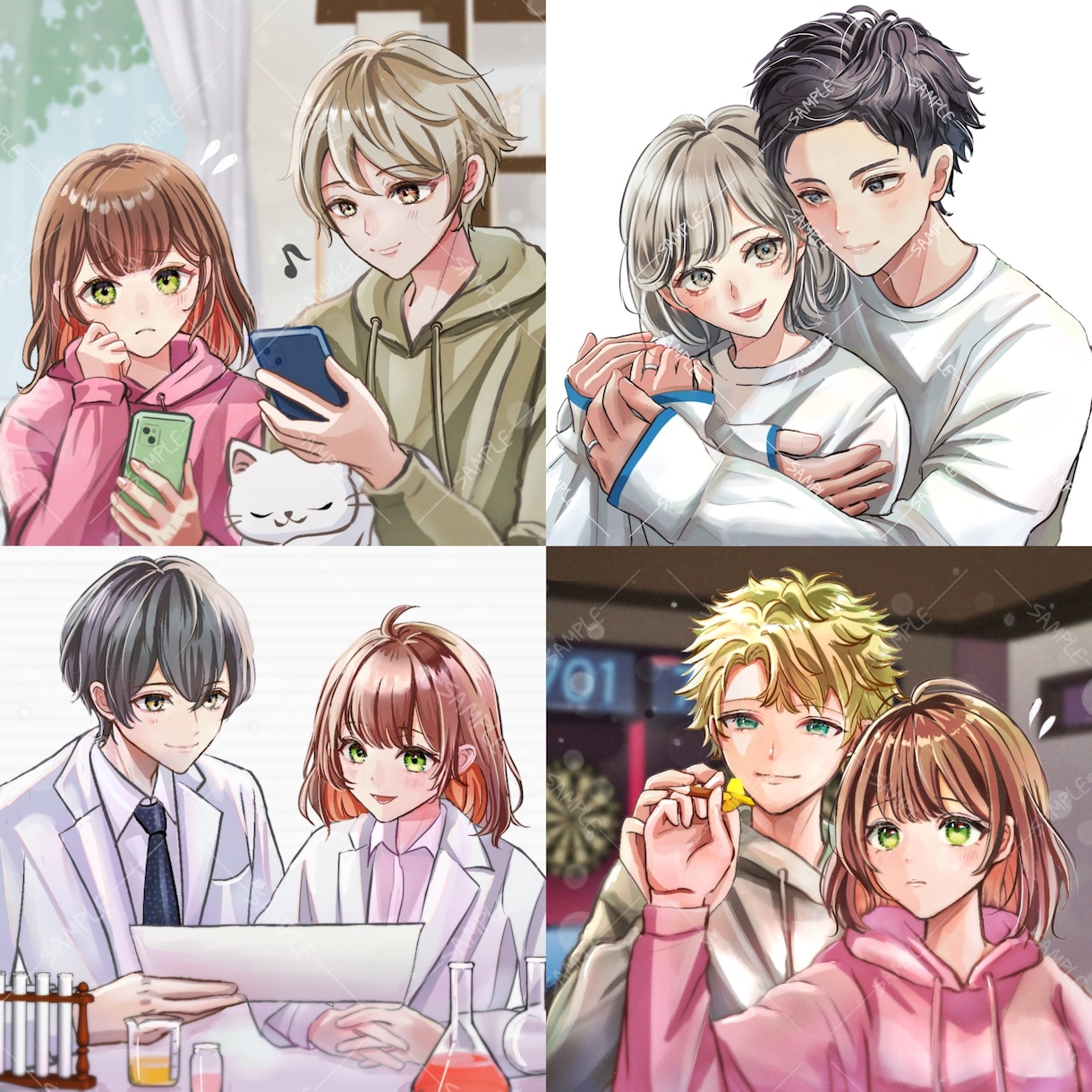 可愛くてかっこいい自然なペア画アイコン描きます SNS やプレゼントにも！似顔絵風もok イメージ8