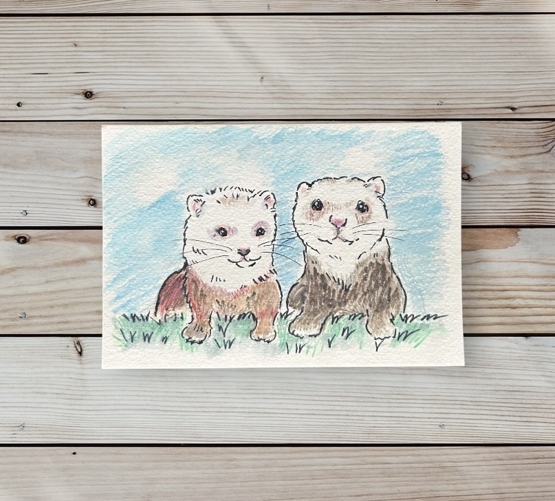 優しい水彩画タッチのうちの子似顔絵イラスト描きます ペット専門似顔絵師が優しいタッチの似顔絵製作 イメージ4