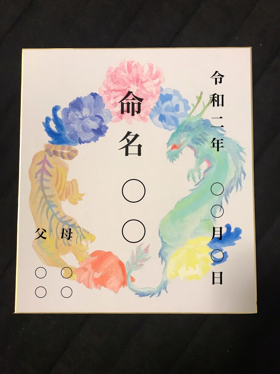 命名書、フレーム描きます 産まれてくる大切なお子様の為に命名書を華やかに飾りたい方へ。 イメージ2