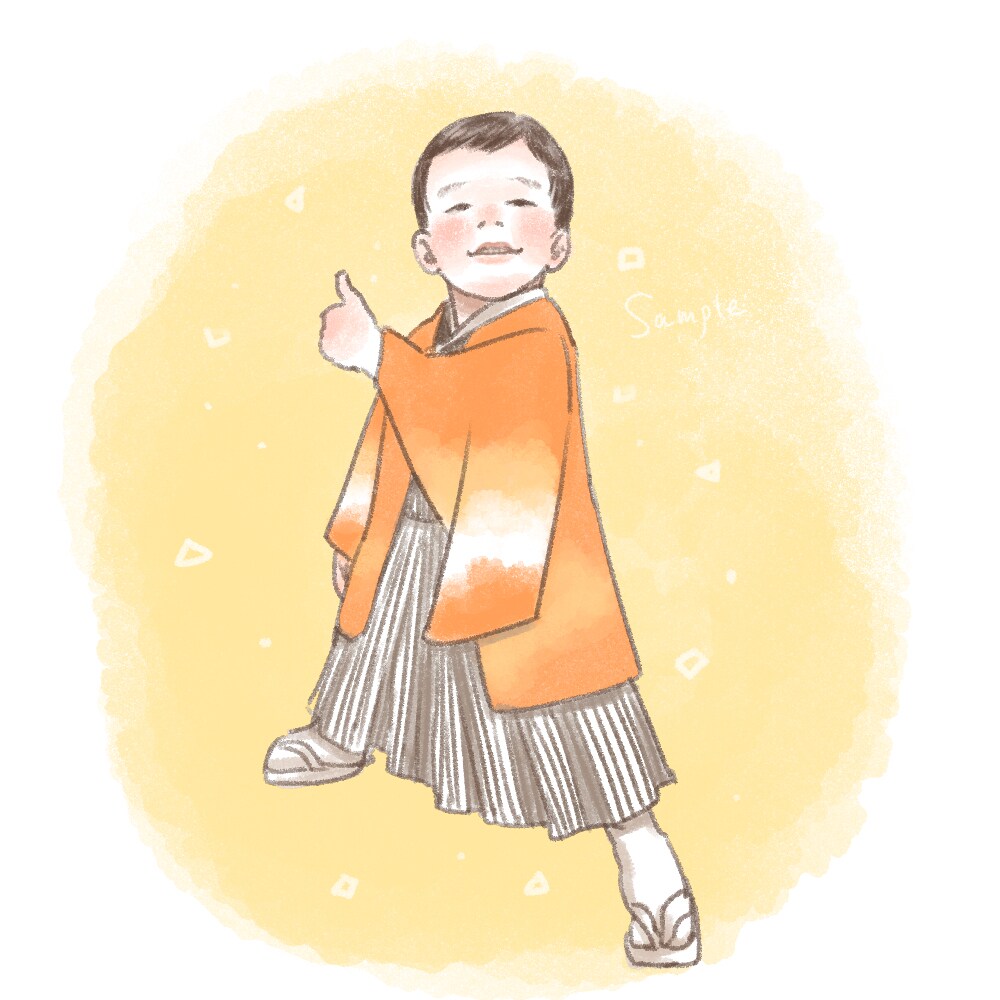 節目の記念に。お子さんの和服似顔絵を描きます 【3名様限定モニター価格】お写真を元に、温かみを添えて。 イメージ4