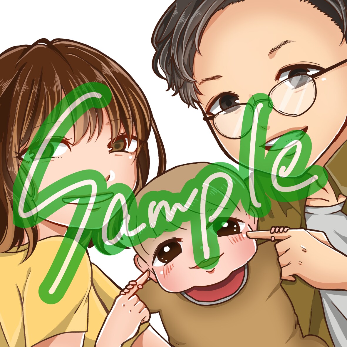 ペットや赤ちゃん、ご家族の方との似顔絵描きます 即日納品可！アイコンや記念日にいかがでしょうか イメージ1