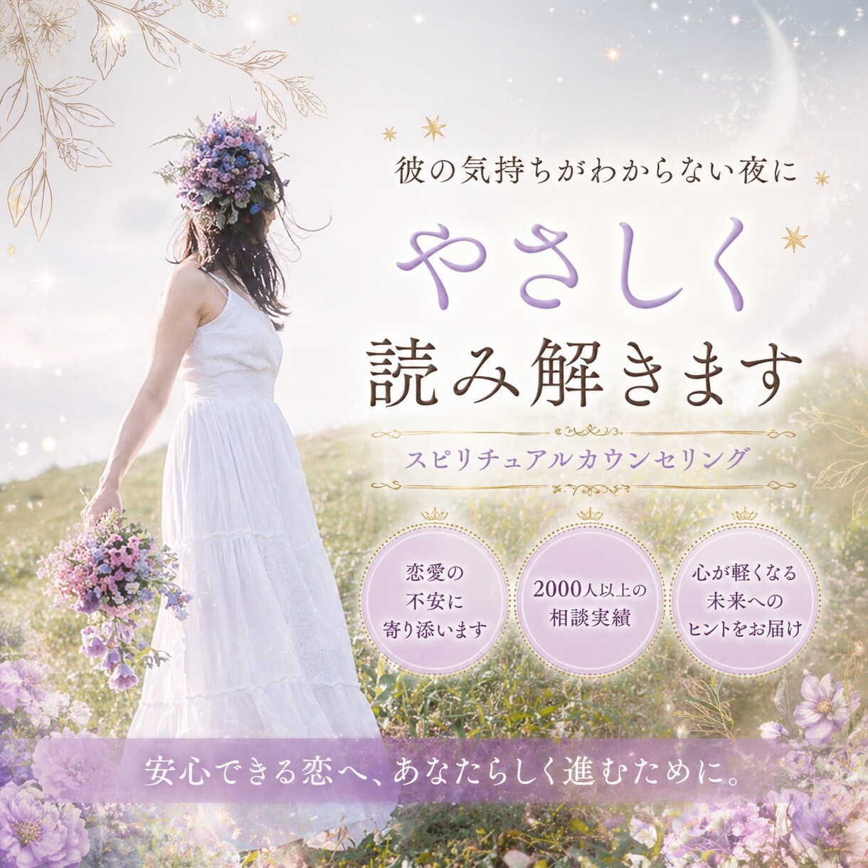 不安な恋に寄り添い、自分を大切にできる恋に導きます 彼の気持ちが不安な方へ｜2000人の実績で寄り添います イメージ1