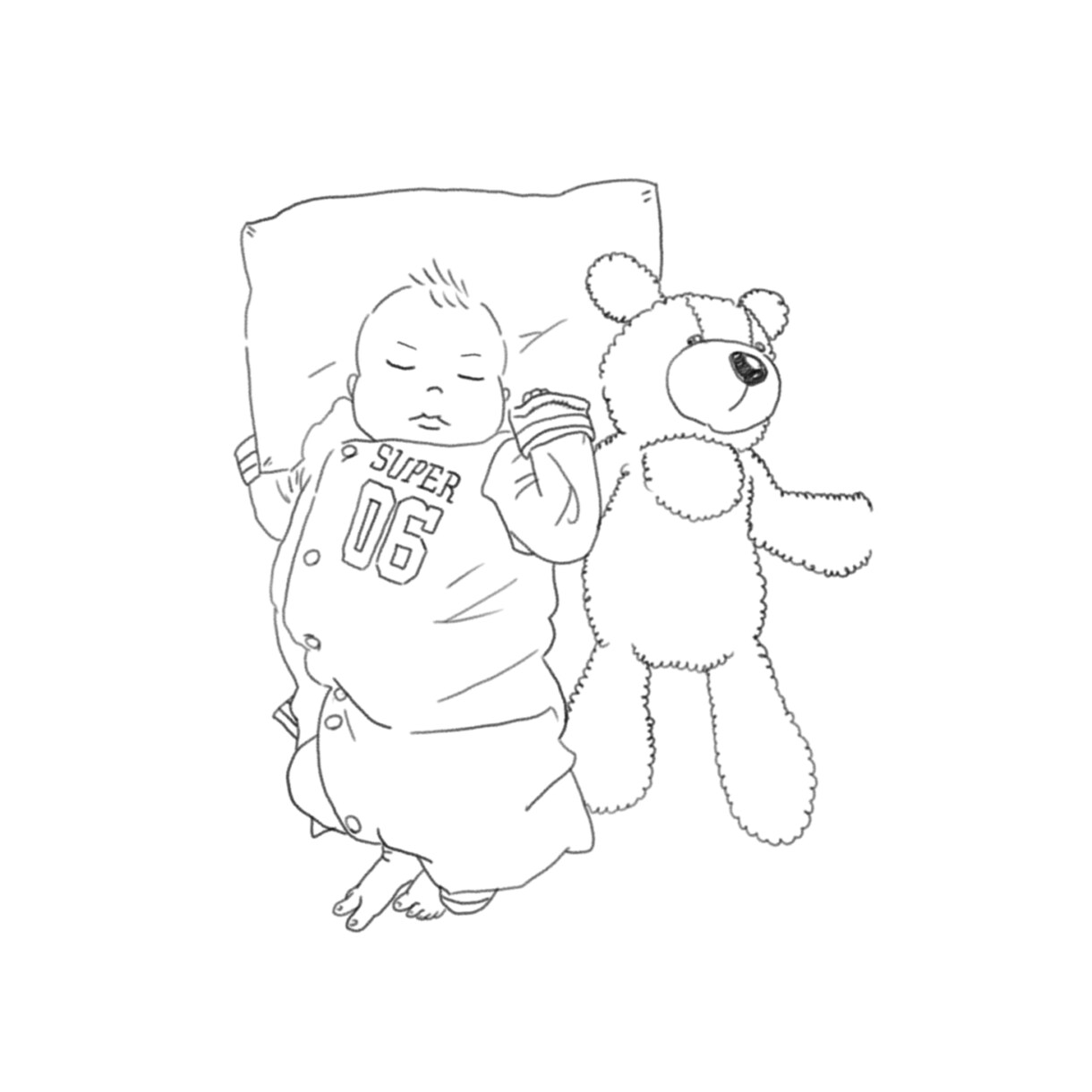 大好きな人との写真から線画イラスト作成します あたたかく柔らかなイラストで思い出の1枚をより大切なものへ イメージ6