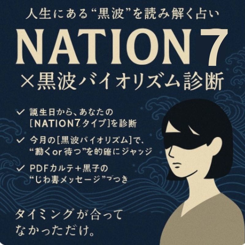 新占術：NATION７で運気と黒波の流れを診ます “流れ”を読まずに進むから、人生が噛み合わない。 イメージ4