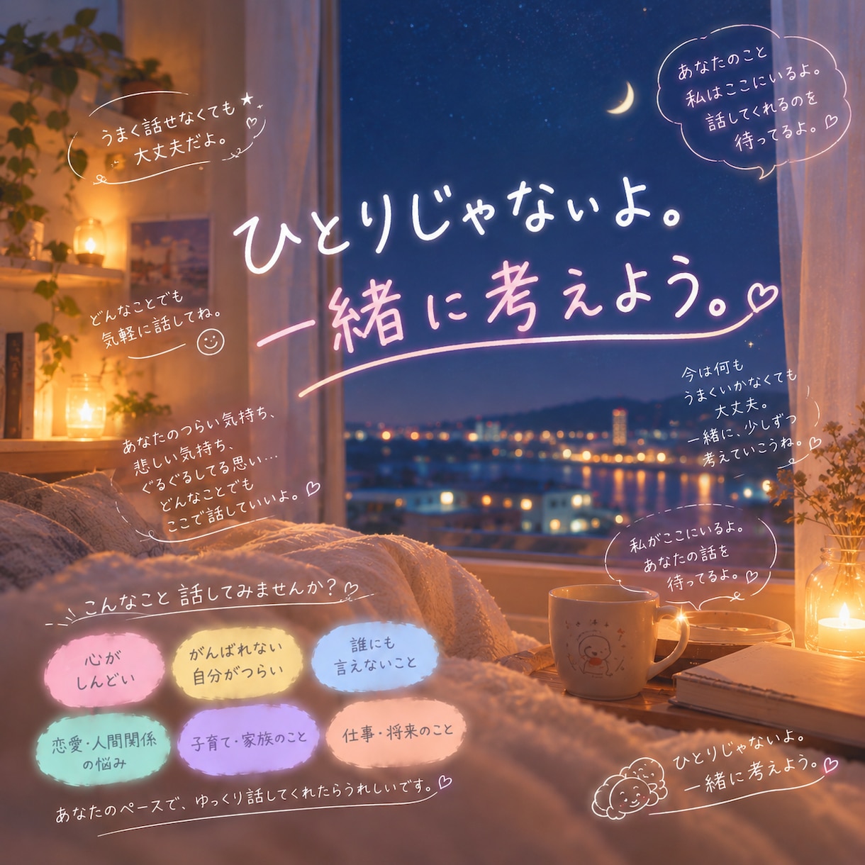 悩み相談や愚痴、たわいのない雑談なんでも聞きます あなたは、ひとりじゃないよ一緒に考えよう。 イメージ1