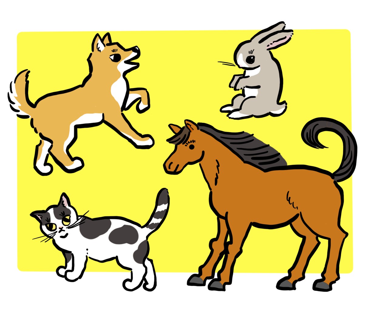 シンプルでポップな動物・ペットのイラスト描きます アイコンやグッズにどうぞ！味のある線画イラスト イメージ1