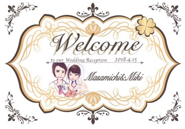似顔絵付き♡ウェルカムボードデザインします 似顔絵は紙に手書きからデジタル化します♬ イメージ2