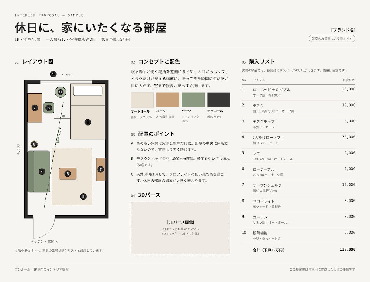 ワンルーム1Kで、レイアウトデザインをご提案します 素敵なお部屋になるよう全力を尽くします イメージ1
