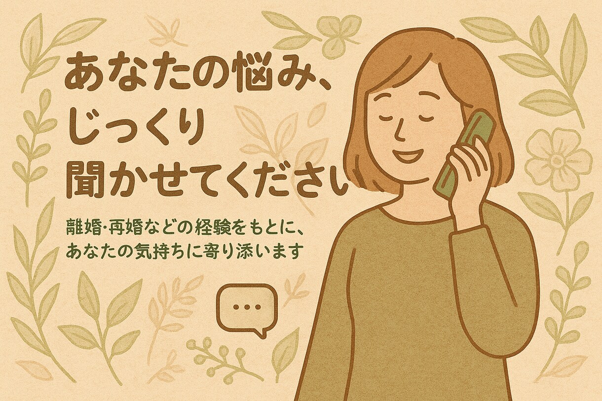 人生の相談なんでもお聞きします 人生経験豊富な私があなたの心に寄り添います【チャット相談】 イメージ1