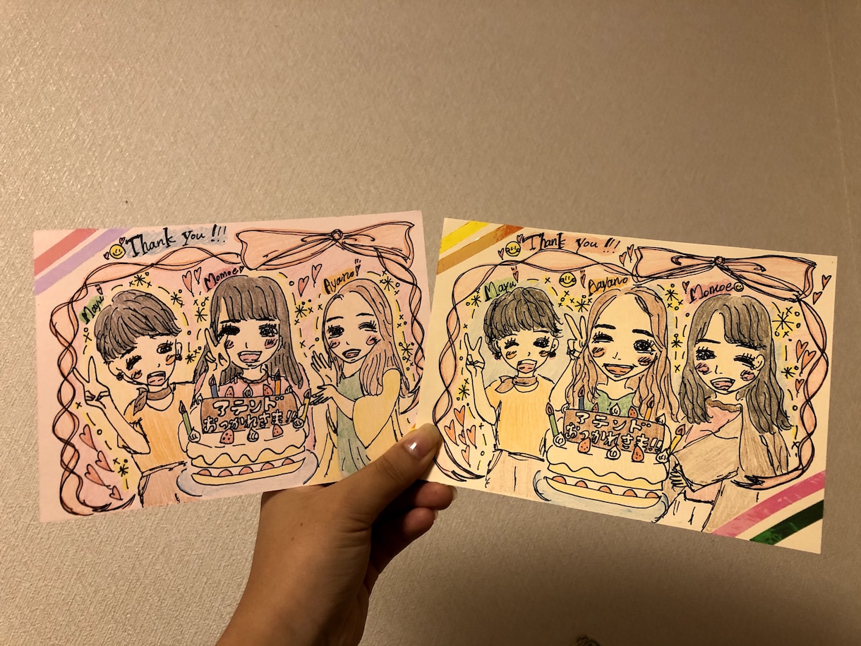 色紙や紙に似顔絵描きます 贈り主の素敵な気持ちが伝わる温かい絵を描きます‪‪☺︎‬ イメージ5