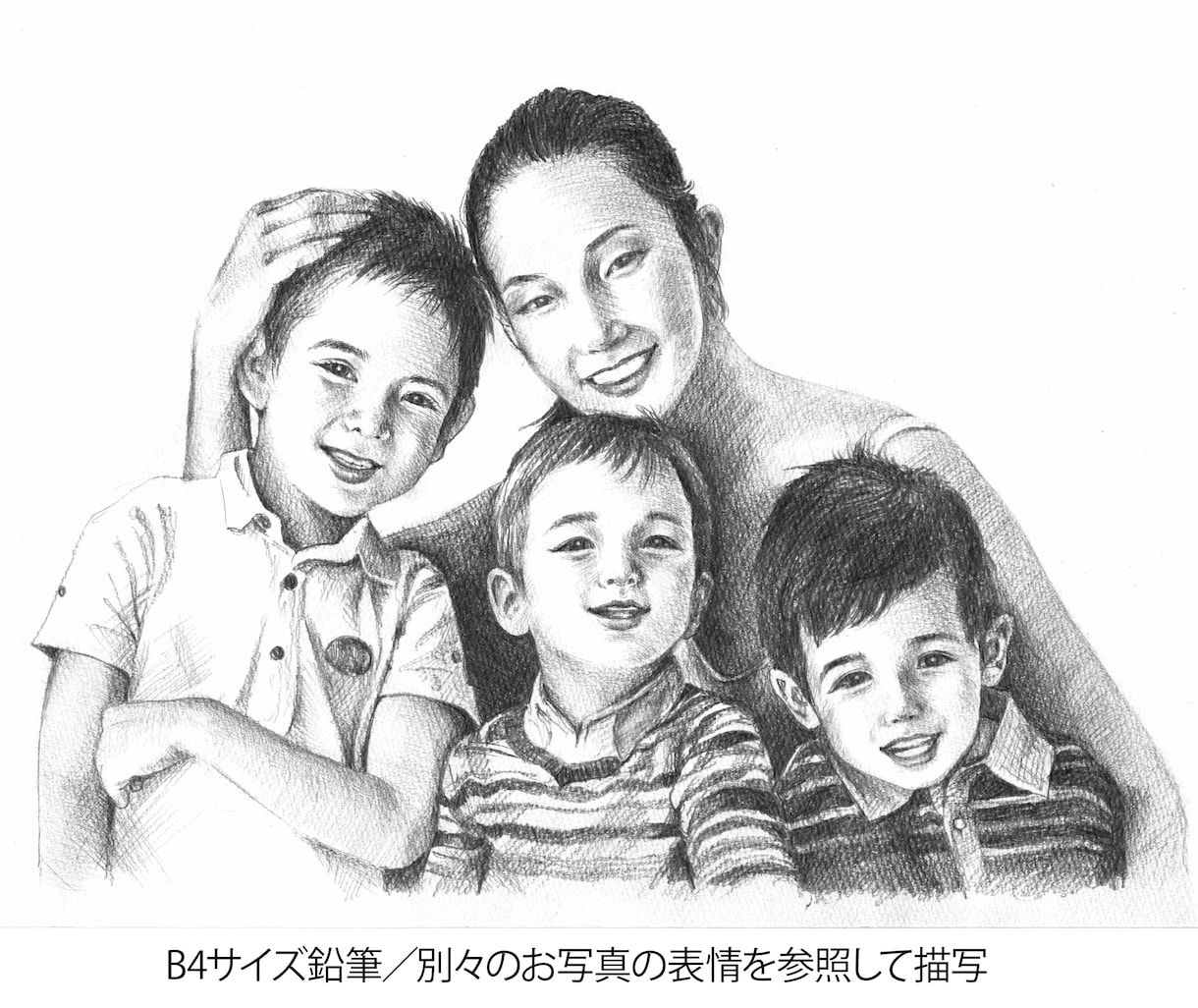 写真からデッサン風似顔絵(人物/ペット)を描きます リアルな鉛筆画