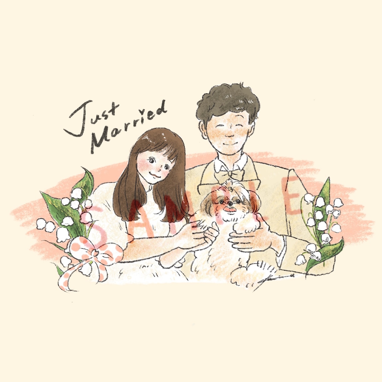 ウェディングイラスト作成します ペーパーアイテム、似顔絵、挿絵用イラスト作成いたします。 イメージ1