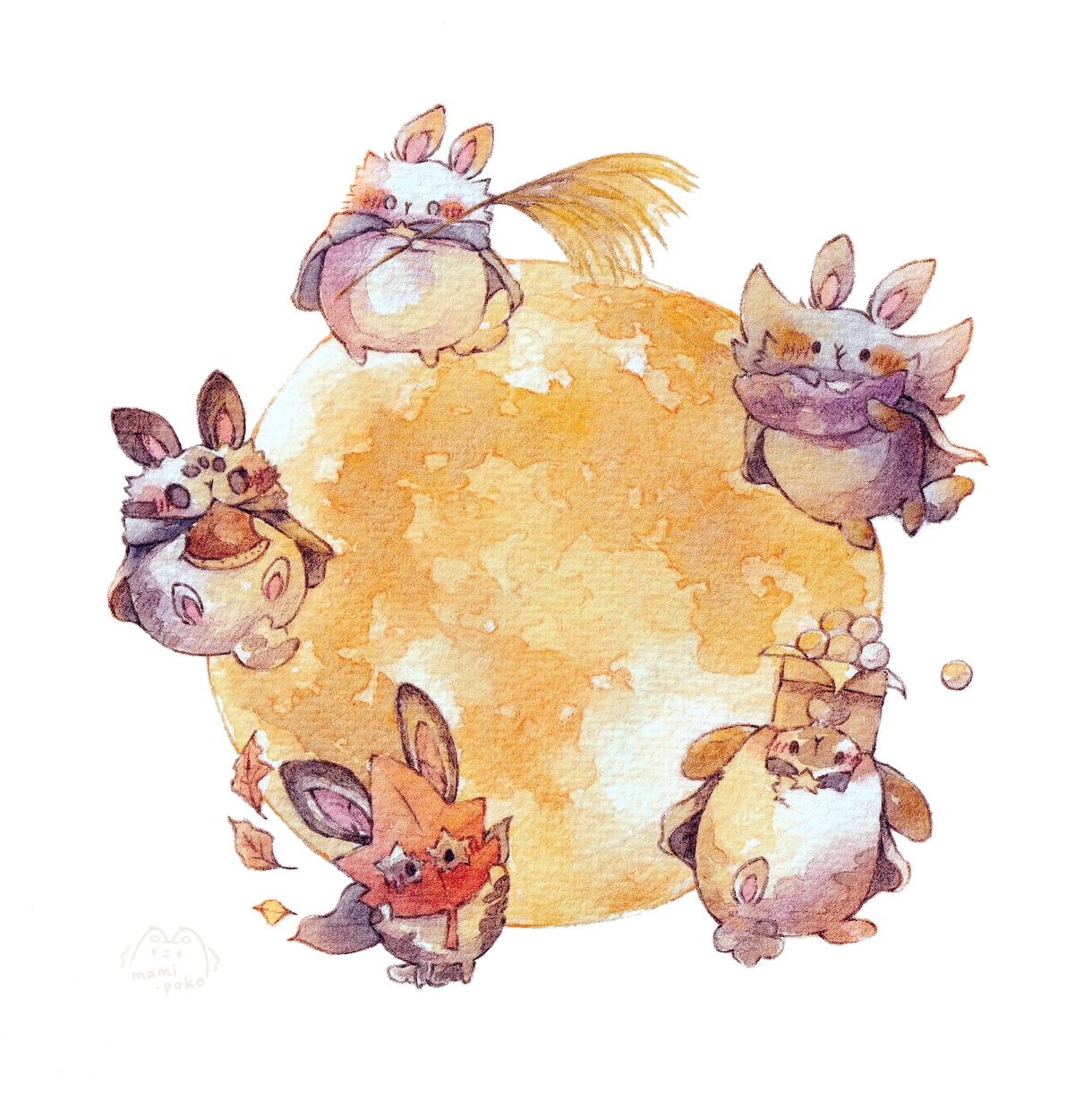 可愛い動物キャラクター、アイコンお描きします 水彩イラストでふんわり絵に仕上げます イメージ10