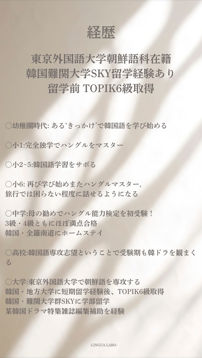 初心者・中級者向けの韓国語レッスンを提供いたします 韓国語専攻の大学生が教えるちょっと上の韓国語 イメージ2