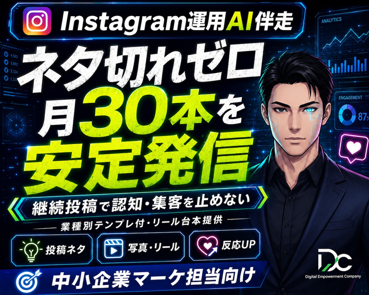 Instagram運用AI｜世界観学習で量産します 御社の世界観を学習しフィード/リール/予約導線まで設計します イメージ1