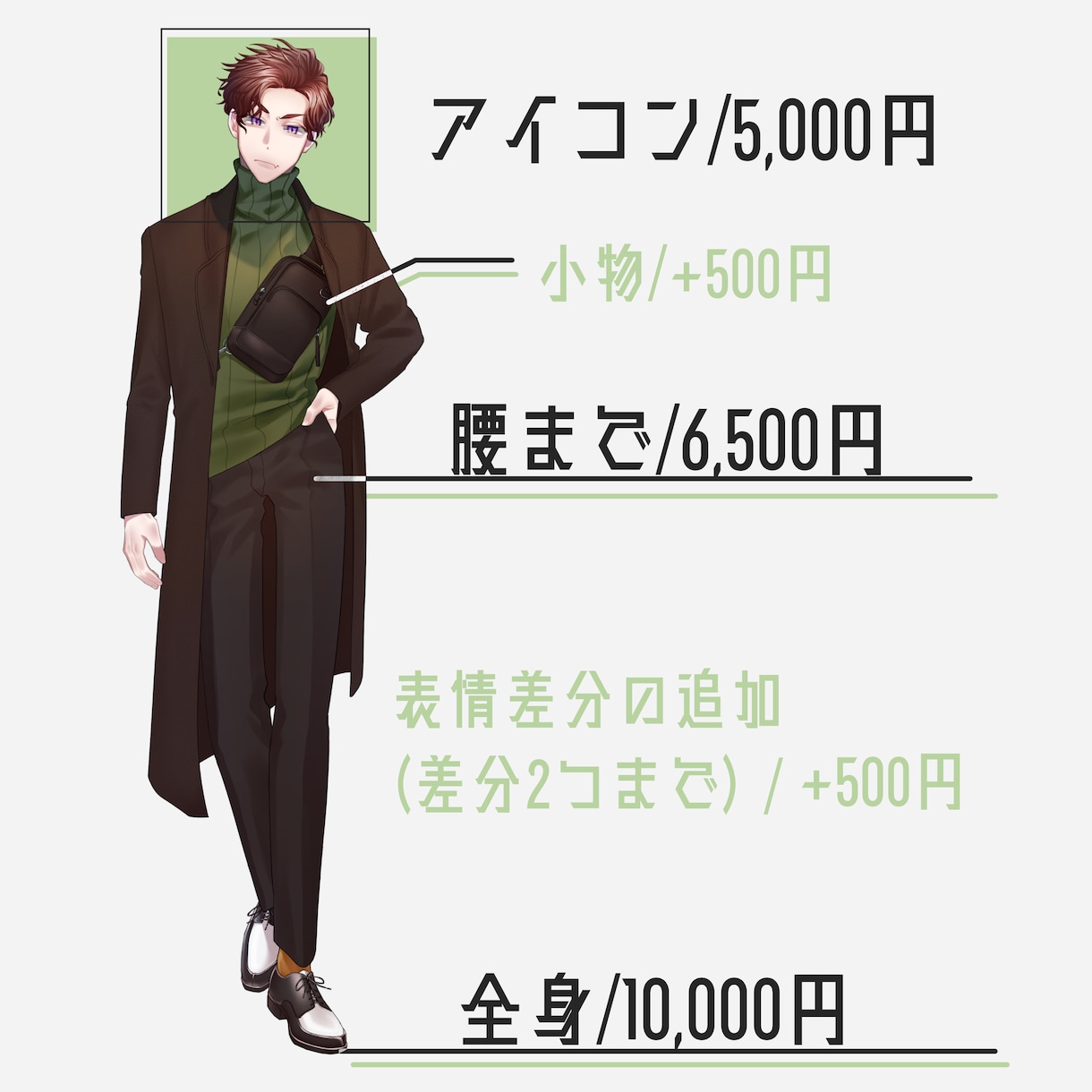 TRPG・動画などで使用できる立ち絵作成します スーツ・革靴の男性の立ち絵が得意です イメージ2
