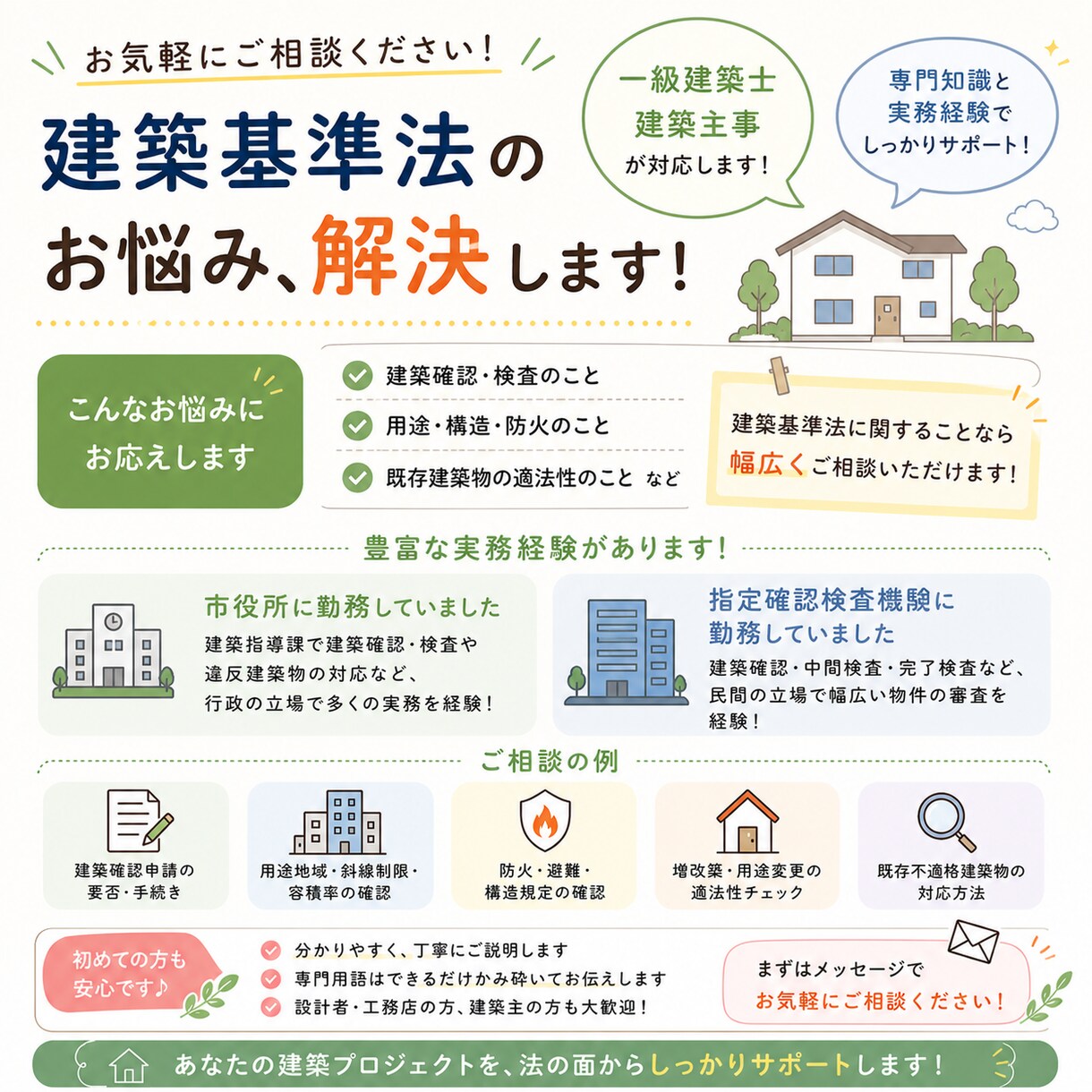 元市・検査機関の職員が建築基準法の相談お受けします 設計中や工事中でお悩みの方相談にのります イメージ1