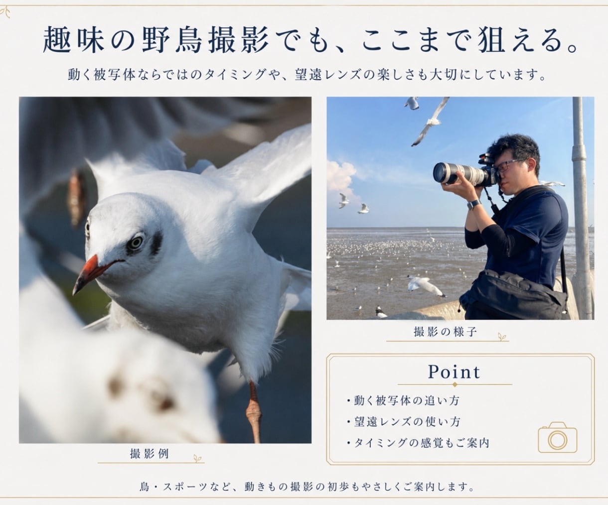 写真・動画の撮り方の悩みに答えます 初心者〜中級者向け、実践ベースでご案内 イメージ5