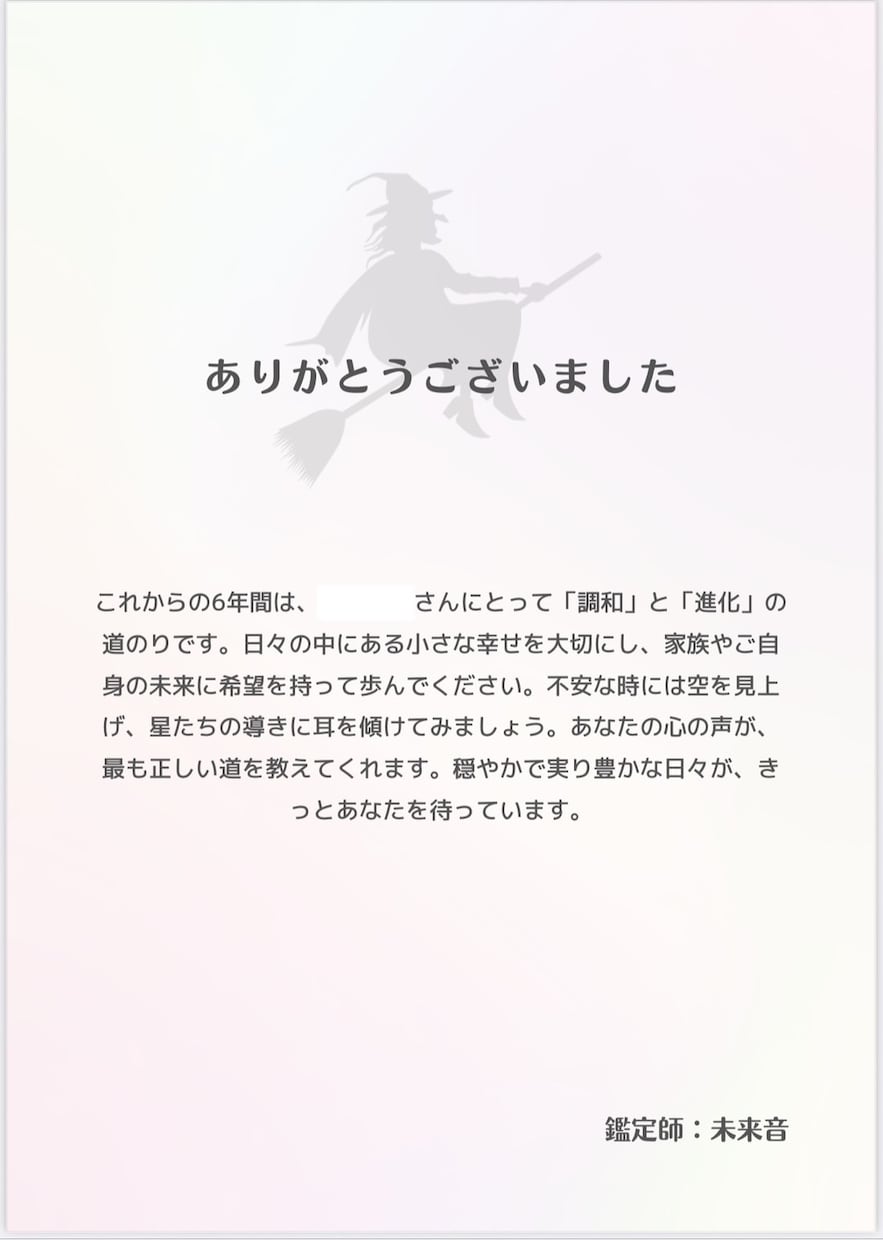 直近5年の総合鑑定書を作成します まずは未来音の占いをお試ししたい方向けです イメージ6