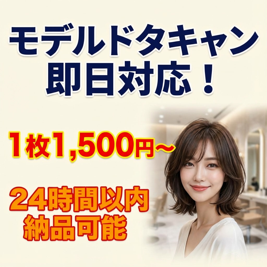 モデルドタキャン当日対応！ヘアモデル画像作成します 業界最安級！撮影予定日当日でも24時間以内に納品可能 イメージ1